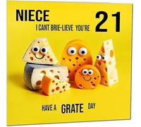 21st Niece Birthday Card - Cheese Pun Funny Niece's Birthday Card for 21 Year old twenty one, twenty first