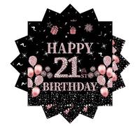 21st Serviettes Napkins,Black Rose and Gold Serviettes 21st Birthday Napkins for Girls Women,20Pcs Napkins Disposable Tableware,Tissue Luncheon Paper Napkin for Girls,Kids 21st Birthday Party Supplies