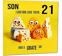 21st Son Birthday Card for Son - Cheese Pun Funny Son's Birthday Card for 21 Year old twenty one, twenty first