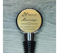21st Wedding Anniversary Engraved Brass Bottle Stopper, 21 Years Married (Let's Pretend We Won't Finish The Bottle)