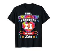 21st Wedding Anniversary Still Groovin Together 21 Years T-Shirt, Men, Black, Small