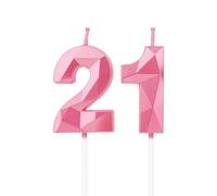 21th Birthday Candles, Pink Number Candles Birthday Decoration, Happy Birthday Cake Toppers, for Birthday Parties Weddings Company Anniversaries (Pink, 21)