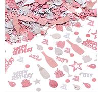 21th Birthday Confetti Rose Gold Number 21 Happy Birthday Party Confetti Metallic Foil Balloon Star Birthday Table Scatter for 21 Birthday Party Anniversary Celebration Decorations by GotGala, 1.6OZ