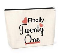 21th Birthday Gifts for Her Makeup Bag for Girl Funny Birthday Gifts for Daughter Sister 21 Year Old Girl Present Keepsake for Best Friend Bestie Birthday Gifts from Mother Travel Zipper Cosmetic Bag