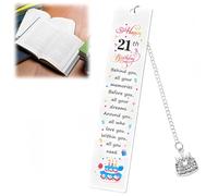 21th Met/al Bookmarks,Friendship Bookmark,Happy Sweet Bookmark,Colored Birthday Book Mark,Portable Stainless Ste/el Met/al Book Mark,Encouragement M/etal Bookmarks,Silv/er Funny Book/mark,Reading Gift
