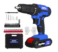21V 45N.m 18+1 Torque Combi Drill Set - Electric Drill Driver, 2Pcs 1500mAh Lithium Batteries, Double Speed, Built-in LED Light, Fast Charger & Case