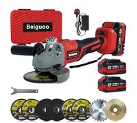 21v Angle Grinder Cordless Brushless 125mm with 2 x 4.0Ah Batteries and Charger, 8pcs Cutting Discs, Battery Angle Grinder, 2-Position Adjustable Auxiliary Handle
