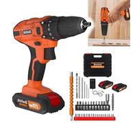 21V Battery Drill Electric Power Drill, 2 Variable Speed 2X 1500mAh Battery Cordless Combi Drill Rechargeable Drill and Screwdriver Set with LED Work, 25+1 Torque Setting, 3/8" Chuck, Orange