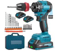 21V Brushless Cordless Combi Drill Set, Electric Screwdriver Cordless Drill Hammer 3 in 1 with 2 Batteries 2000mAh, 24+1 Torque Electric Drills, 2 Spees LED Drill Set for Home and Garden DIY Project