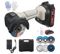 21V Brushless Cordless Mini Angle Grinder, 28000RPM Professional Electric Grinding Tool with 2x2000mAh Batteries & 6 Discs, 600W Power Handheld Cutter for Metal and Wood (Grey)