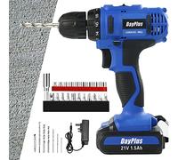 21V Compact Cordless Electric Drill Kit 1500mAh LI-Ion Battery 2-Speed 18+1 Torque Setting Speed Control/Forward/Reverse Switching Driver with LED Light, Screwdriver, Drill Bits, Carry Box