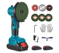 21V Cordless Angle Grinder with 180° Head Angle Adjustable, Power Mini Angle Grinder 19500RPM Brushles Motor with 2X 2.0Ah Batteries, 6PCS 76mm Disc, for Cutting, Grinding, Polishing, Sanding