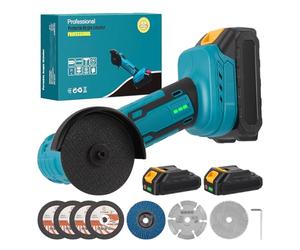 21V Cordless Angle Grinder with 2 Batteries 2.0Ah & 7pcs Cutting Discs, 3 Inch Mini Angle Grinder Brushless Motor 19000RPM, 210W Power Electric Grinder Tool for Metal Wood Polishing Rust Removal