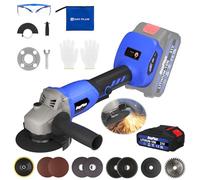 21V Cordless Angle Grinder with 3000mAh Battery and Charger, 7 Cutting Discs, 10000RPM Brushless Motor, Cordless Grinder Power Tools for Cutting, Polishing and Sanding