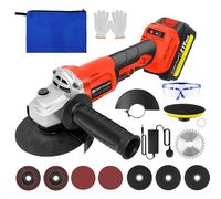 21V Cordless Brushless Angle Grinder with Battery and Charger, 115mm 3-Speed Grinder for Cutting, Grinding, Polishing Metal, Wood, Tile, Includes Discs,Saw Blade, Gloves, Goggles