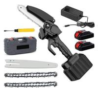 21V Cordless Chainsaw, 8-Inch Lightweight One-Hand Pruner with 2 Batteries, Quick Release Chain, Safe Lock, Portable Power Tool for Garden and Wood Cutting