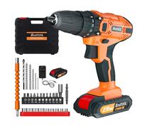 21V Cordless Combi Drill Set Electric Impact Driver Screwdriver, 1.5AH Battery&Fast Charger, Safety Lock 3/8" Chuck, 25+1 Torque Setting