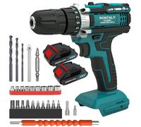 21V Cordless Drill, 42Nm Hammer Drill with 2X 3000mAh Battery, 25+1 Torque Power, 2-Speed 1400rpm Electric Impact Screwdriver Set, LED Light, Power Tools for Home and Garden