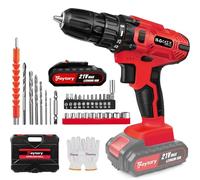 21V Cordless Drill, 45Nm Electric Screwdriver Set, 2 Variable Speed Combi Drill, 25+1 Torque Setting, 3/8” Keyless Chuck, LED Work Light, with 29PCS Accessories and Li-Ion Battery for Home DIY