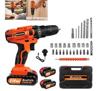 21V Cordless Drill Battery Power Drill Driver 3/8" Keyless Chuck Electric Screwdriver Kit, 25+1 Torque 45Nm Max 2 Speed Combi Drill Kit with 2 Batteries, LED Light, Fast Charger, 26PCS Drill Bits