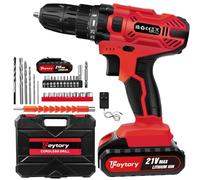 21V Cordless Drill, Battery Power Drill Drivers, 3/8" Chuck Electric Combi Drill with 1.5Ah Battery, 45Nm Max Electric Screwdriver Kit, 25+1 Torque, 2 Speed, LED Light, 29pcs Drill and Screwdriver Bit