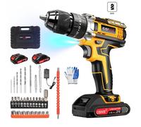 21V Cordless Drill & Combi Driver Set With 2 Batteries High Power Electric Screwdriver For Uk