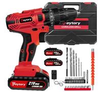 21V Cordless Drill Combo Kit with 2 x 1500mAh Batteries and Charger, 25+1 Torque 45 Nm Power Drill, 2-Speed Electric Screwdriver, Safety Lock 3/8" Chuck, 29 Accessories Power Tools with Carrying Case