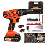 21V Cordless Drill Driver, 45N.m Max Impact Drill with 3/8" Keyless Chuck, 2 Batteries, 29pcs Accessories, 25+1 Torque, 2-Speed, Built-in LED for Drilling Wall, Wood, Metal, DIY Project, Orange