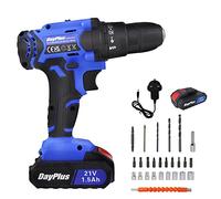 21V Cordless Drill Driver Combi Drill, 25+1 Torque Setting, 3/8" Keyless Chuck, 26PCS 45N.m Impact Electric Power Tool, 2 Speed with LED Light, 1 Batteries & Fast Charger