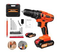 21V Cordless Drill Driver Kit with 1 Battery, 25+1 Torque & 29 Accessories - 2-Speed Electric Screwdriver, LED Light, Combi Power Tool for Home DIY, Garden, Woodworking (Orange)
