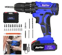 21V Cordless Drill Driver Rechargeable Electric Screwdriver Set, 45N.m, 1400RPM Max Speed, Powerful Lithium Ion Battery, 21 Volts Combi Driver, DIY 26 Piece Accessory Kit with A Carrying Case