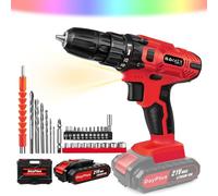 21V Cordless Drill Driver, Red Electric Drill Screwdriver Set w/Battery & Charger, 29PCS Accessories Kit Drill Set, 25+1 Torque Settings, Power Drill Impact Driver w/Carrying Case LED Light