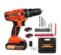21V Cordless Drill Driver Set, Electric Power Drill with 2 * 1.5Ah Batteries and Charger, Home Drill with 3/8" Keyless Chuck, 2 Variable Speed, 25+1 Torque, 29pcs Accessories for DIY Project, Orange
