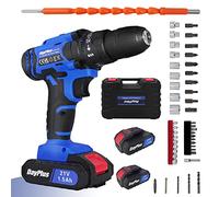 21V Cordless Drill Driver Set Impact Drill and Screwdriver, 25+1 Torque Power Drills, Cordless Screwdriver with 26PCS Drill Bits, 45Nm Cordless Drill w/Rechargeable 2xBatteries 1500mAh, Carrying Case