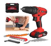 21V Cordless Drill Driver Set Impact Drill and Screwdriver, 25+1 Torque Power Drills, Red Cordless Screwdriver with 29PCS Drill Bits, 45Nm Cordless Combi Dril, Rechargeable Battery 1500mAH