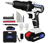 21V Cordless Drill Driver with 1.5Ah Battery and Charger, 25+1 Torque 45Nm Electric Power Drill Set Cordless Screwdriver, 3/8" Keyless Chuck 2 Speed Combi Driver with 29 Accessories, LED Light, Kitbox