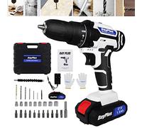 21V Cordless Drill Driver with Battery 1500mAh, 45N.m Max Electric Screwdriver Set, 25+1 Torque Setting, 3/8" Chuck, 2 Speed, LED Ligh, Cordless Combi Drill with 29pcs Accessory Kit and Carry Case