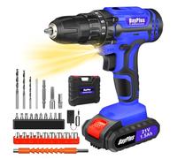 21V Cordless Drill, Powerful Drill bit Sets, 45Nm Electric Screwdriver Set, 2 Variable Speed, 25+1 Torque, LED Work Light, with 26PCS Accessories and Li-Ion Battery Combi Drill for Home DIY