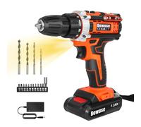 21V Cordless Drill Set Electric Combi Drills Driver Screwdriver 45Nm, Fast Charger, with Rechargeable 1500 mAh Battery & LED Work Light