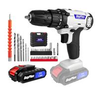 21V Cordless Drill Set, Electric Power Drill with 1 Battery, 3/8'' Keyless Chuck, 45Nm, 25+1 Torque, 2 Variable Speeds,29pcs Drill Bits & LED Electric Drill Set for Home and Garden DIY (White)
