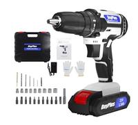 21V Cordless Drill Set with 1 Battery, 3/8'' Keyless Chuck, 45Nm, 25+1 Torque, 2 Variable Speeds,29pcs Drill Bits & LED Electric Drill Set for Home and Garden DIY (White)