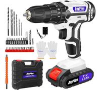 21V Cordless Drill Set with 25+1 Torque Settings - Handheld Screwdriver, 1.5AH Li-ion Battery, Fast Charger, 29CS Accessories, 2-Gear Combi, Safety Lock 3/8" Chuck