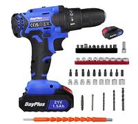 21V Cordless Drills with 26PCS Accessories Kit, 45Nm Max Hammer Drill Power Drill Driver with 1.5Ah Battery, 25+1 Torque Combi Drill LED Light for Home DIY, 10mm Keyless Chuck Forward Reverse Setting