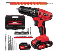 21V Cordless Drills with 29PCS Accessories Kit, Red 45Nm Max Hammer Drill Power Drill Driver w/1.5Ah Battery, 25+1 Torque Combi Drill LED Light for Home DIY, 10mm Keyless Chuck Forward Reverse Setting