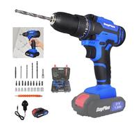 21V Cordless Electric Drill, Wireless Handheld Screwdriver Set with 25+1 Torque Setting, 1500 mAh Battery, 2-Gear Combi Hammer-Drill, Safety Lock 3/8" Chuck Driver Kit with Carrying Case