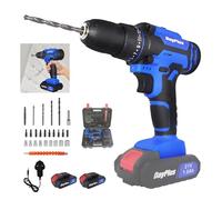 21V Cordless Electric Drill, Wireless Handheld Screwdriver Set with 25+1 Torque Setting, Two 1500 mAh Batteries, 2-Gear Combi Hammer-Drill, Safety Lock 3/8" Chuck Driver Kit with Carrying Case