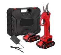 21V Cordless Electric Pruning Shears Garden Scissors Bonsai Tree Branches Battery Cutter Landscaping Tool Accurate Measurement(Red)