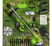 21V Cordless Grass Strimmer 2/2.0Ah Batteries & 5X Metal Blades Or 10X Plastic Blades