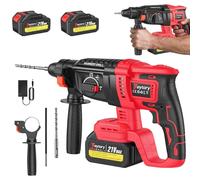 21V Cordless Hammer Drill, 4-in-1 Cordless Rotary SDS Plus Hammer Drill with Batteries & Charger, Brushless Electric Hammering Drill with Auxiliary Handle, Powerful 0-4500 BPM Impact Masonry Drill