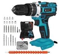 21V Cordless Hammer Drill Set Electric Impact Combi Driver Screwdriver with Keyless Chuck and Accessory Kit Heavy Duty Power Tool with 25+1 Torque Settings and Storage Case
